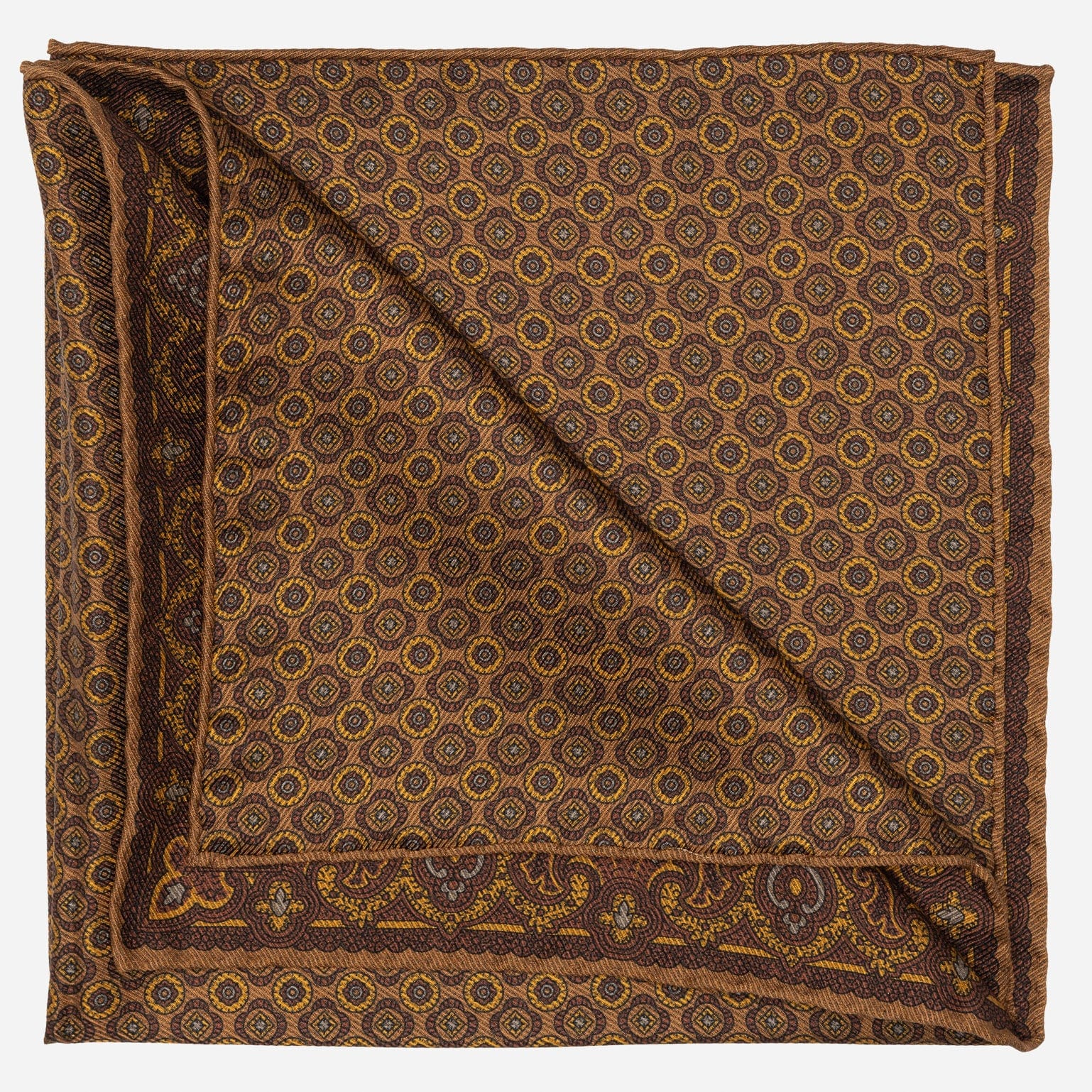 Brown Paisley Madder Silk Pocket Square