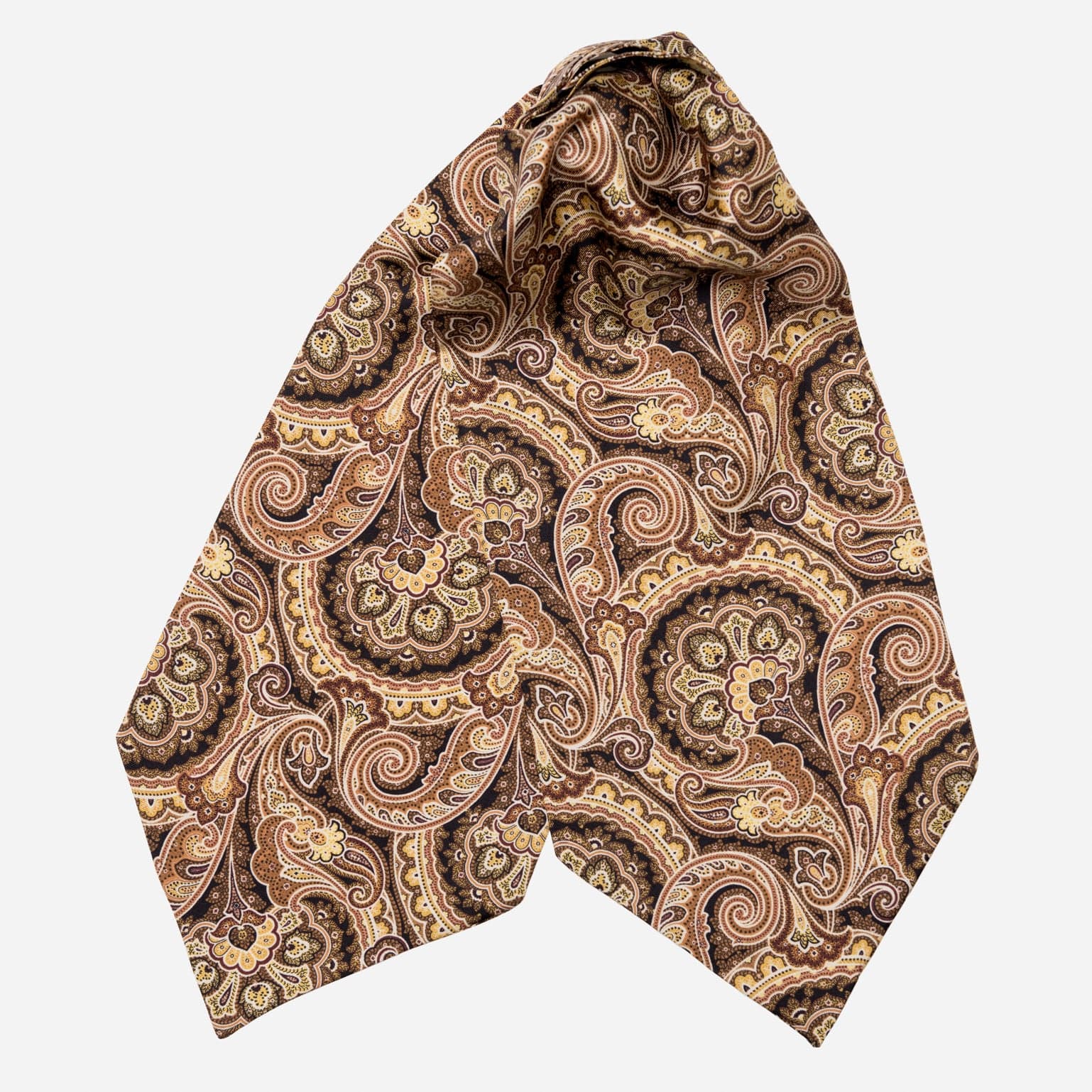 Brown Italian Silk Ascot Tie Day Cravat