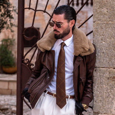 Prince of Wales checked designer silk tie