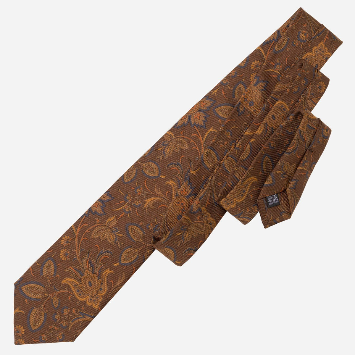 Brown Floral Italian Madder Silk Tie