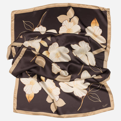 Italian Silk Satin Evening Shawl - Brown