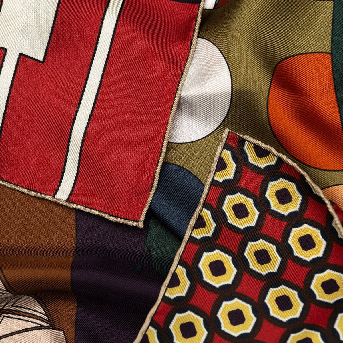 Italian Designer Brown Silk Square Scarf
