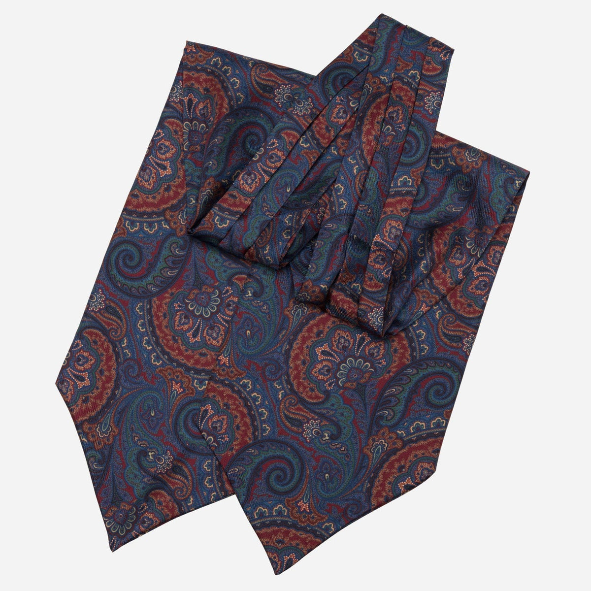 Burgundy &amp; Blue Paisley Italian Silk Ascot Tie