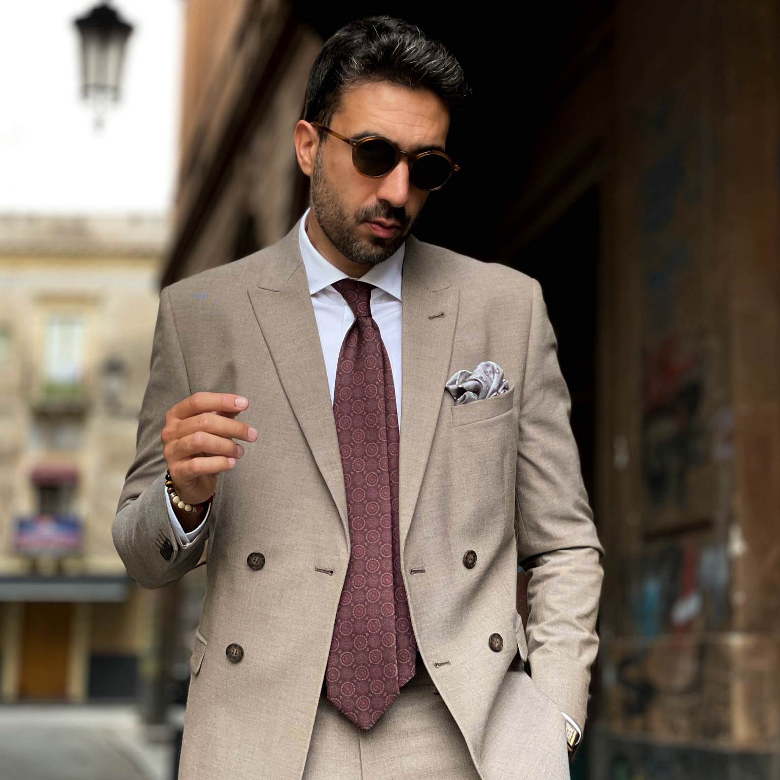 Fornasetti Silk Tie Ivory Brown Luxury Italian Men Accessories