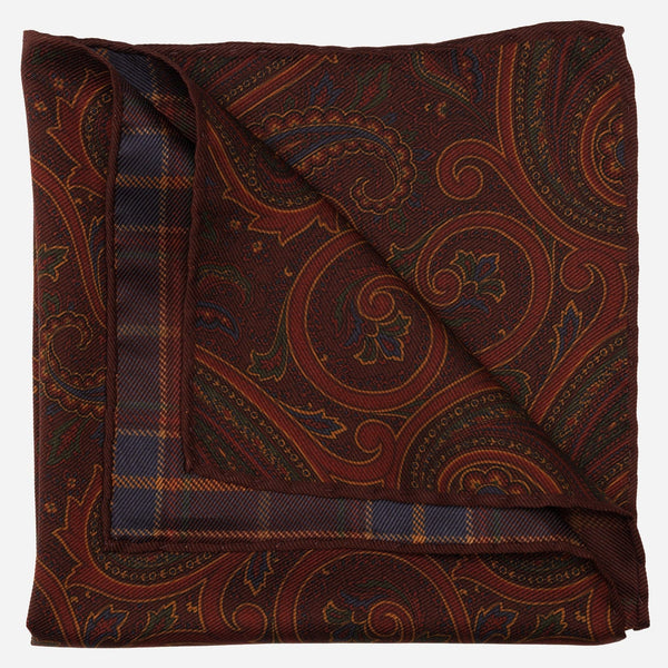 Double Sided Silk Pocket Square Burgundy
