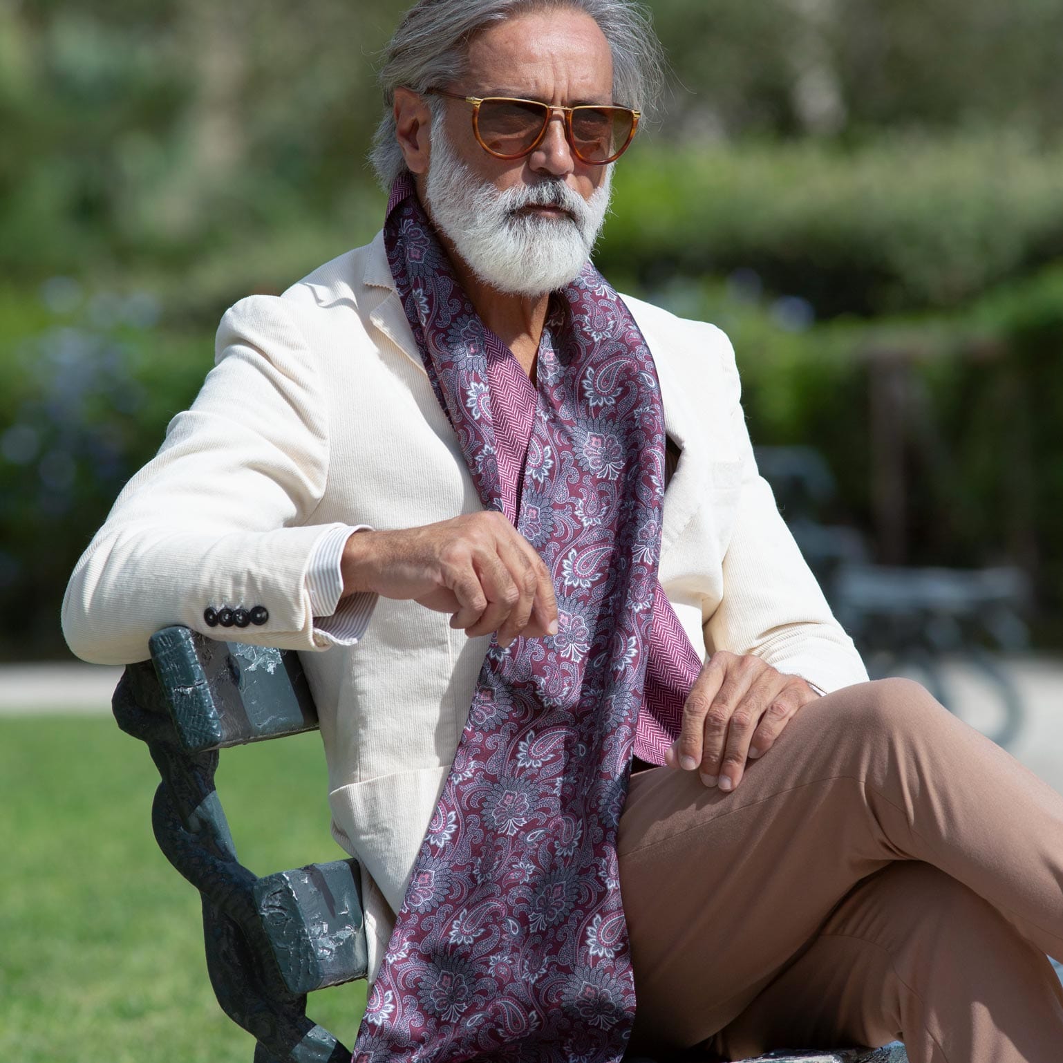 Men's Italian Burgundy Paisley Silk Scarf