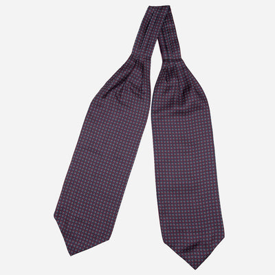 Burgundy and Navy Italian Silk Ascot Tie