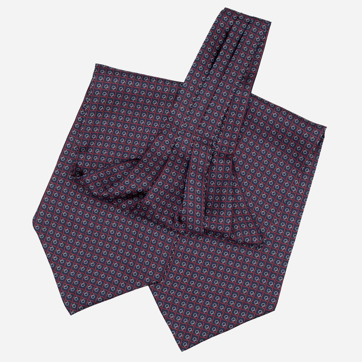 Burgundy and Navy Italian Silk Ascot Tie