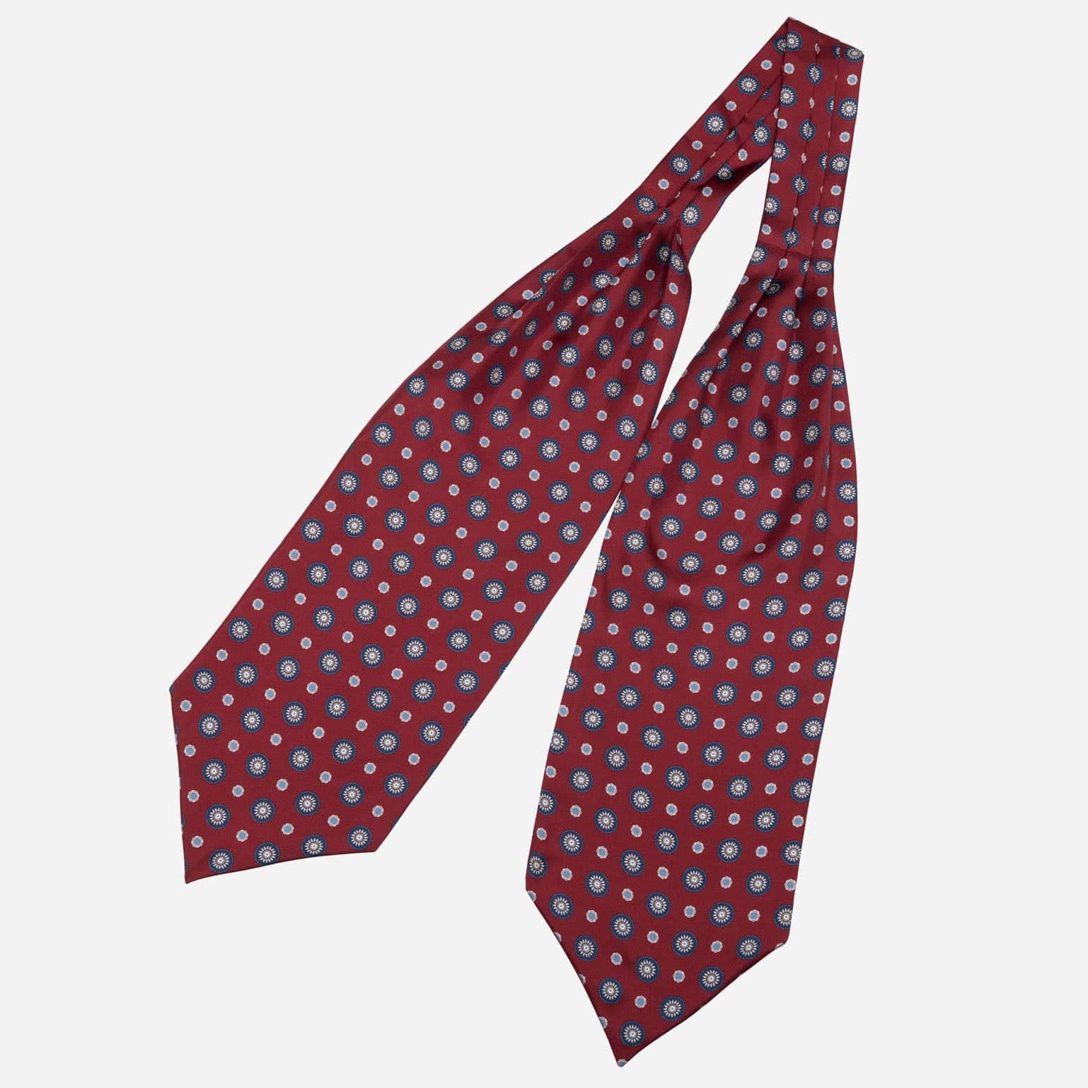 Burgundy Italian Silk Ascot Tie - Medallion Print