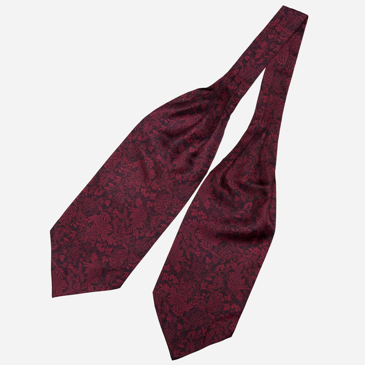 Floral Burgundy Italian Silk Ascot Tie