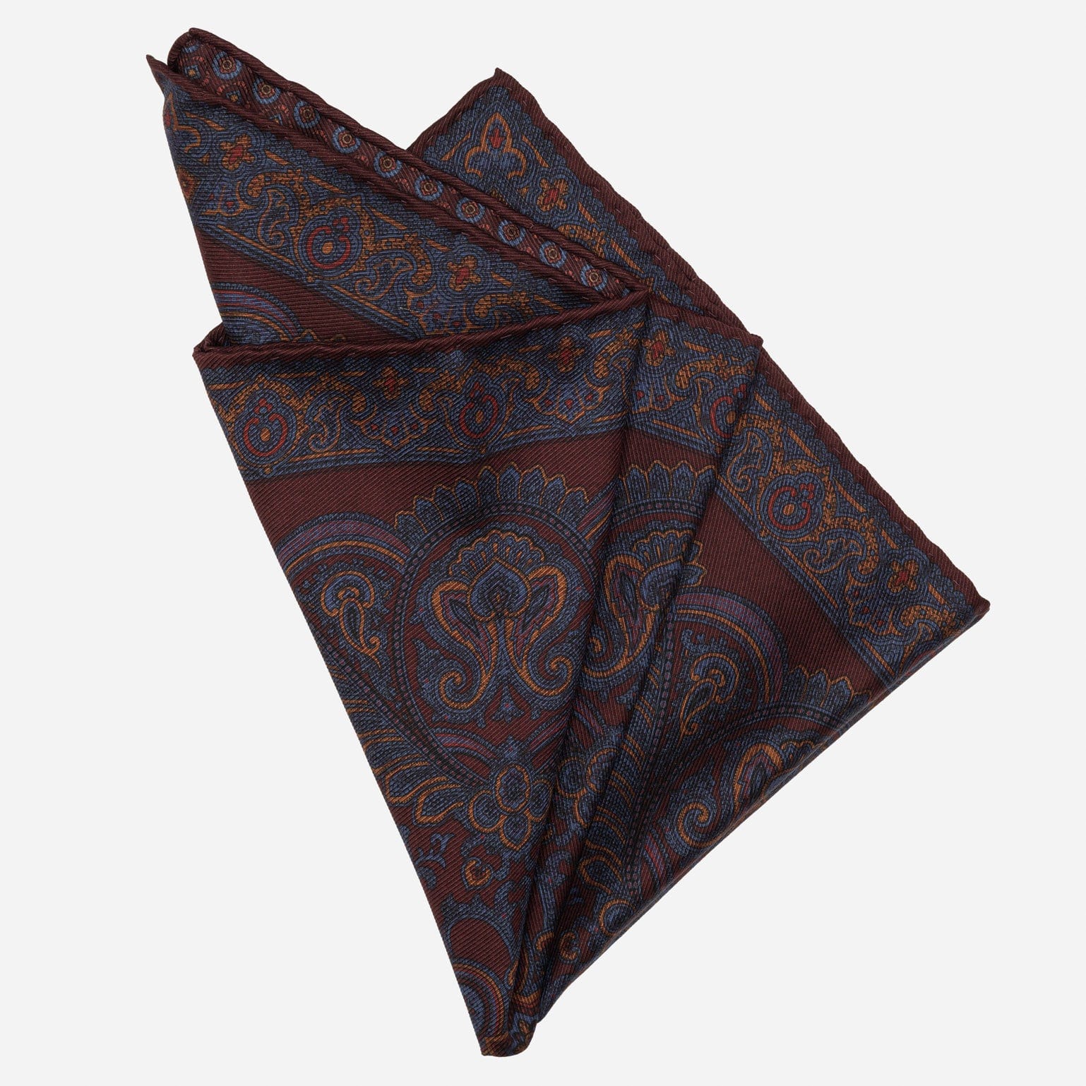 Burgundy Navy Madder Silk Pocket Square