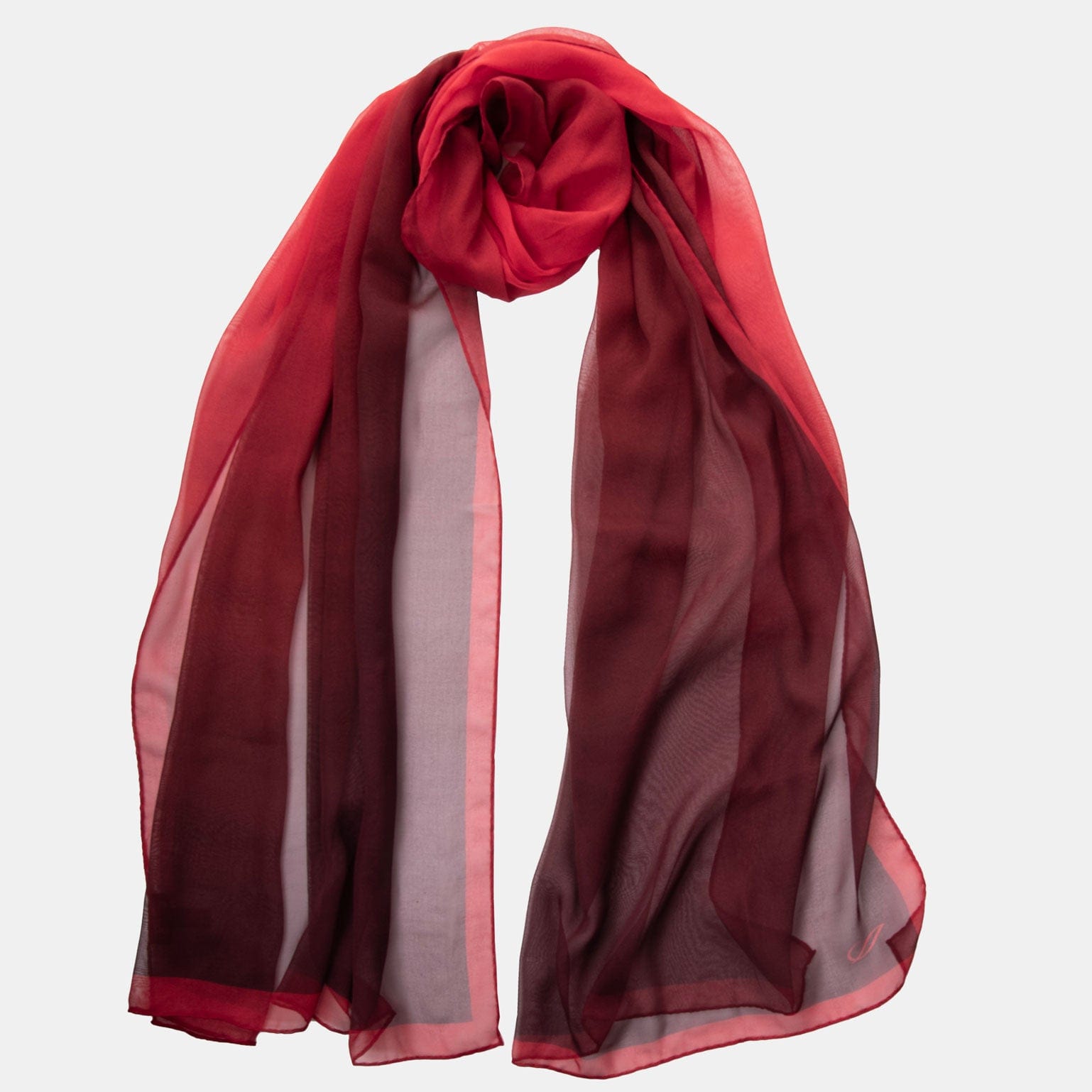 Elegant sheer silk shawl for dresses red burgundy