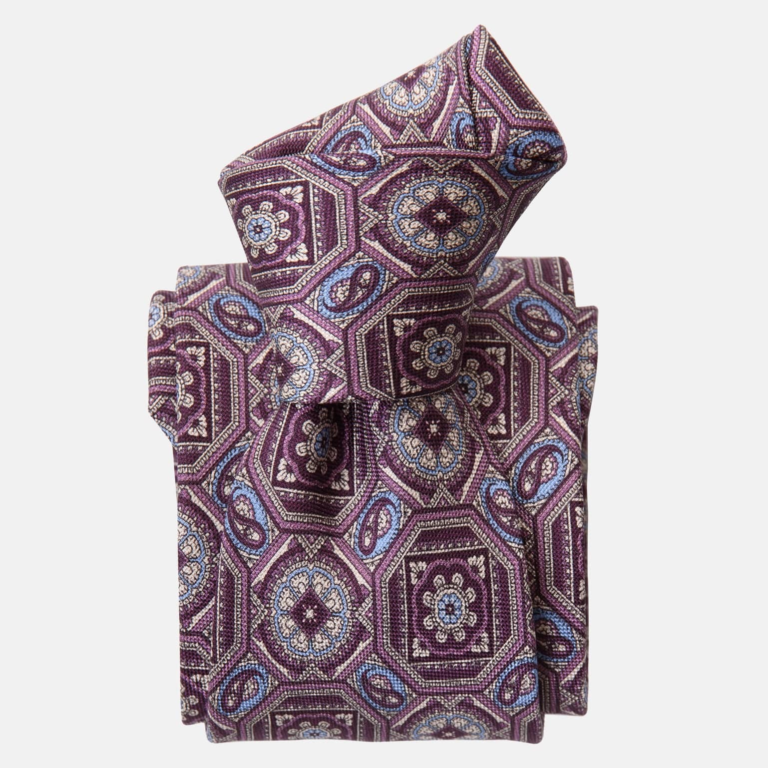 BurgundyBurgundy Medallion Handmade Italian Silk Tie
