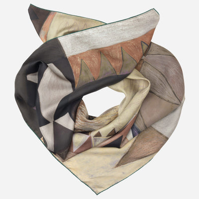 Brown Italian Designer Silk Scarf