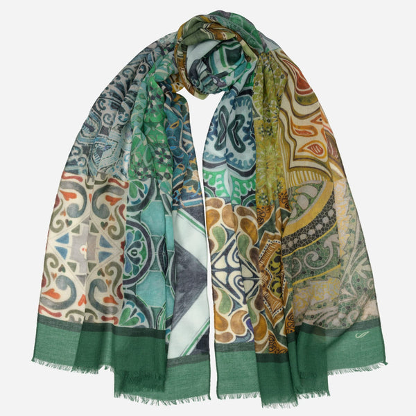 Green Italian Designer Wool Scarf