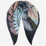 Designer Large Silk Wrap - Blue & Plum