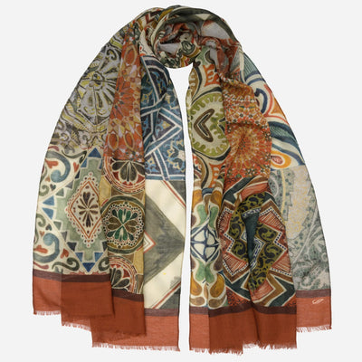 Terracotta Italian Designer Wool Scarf