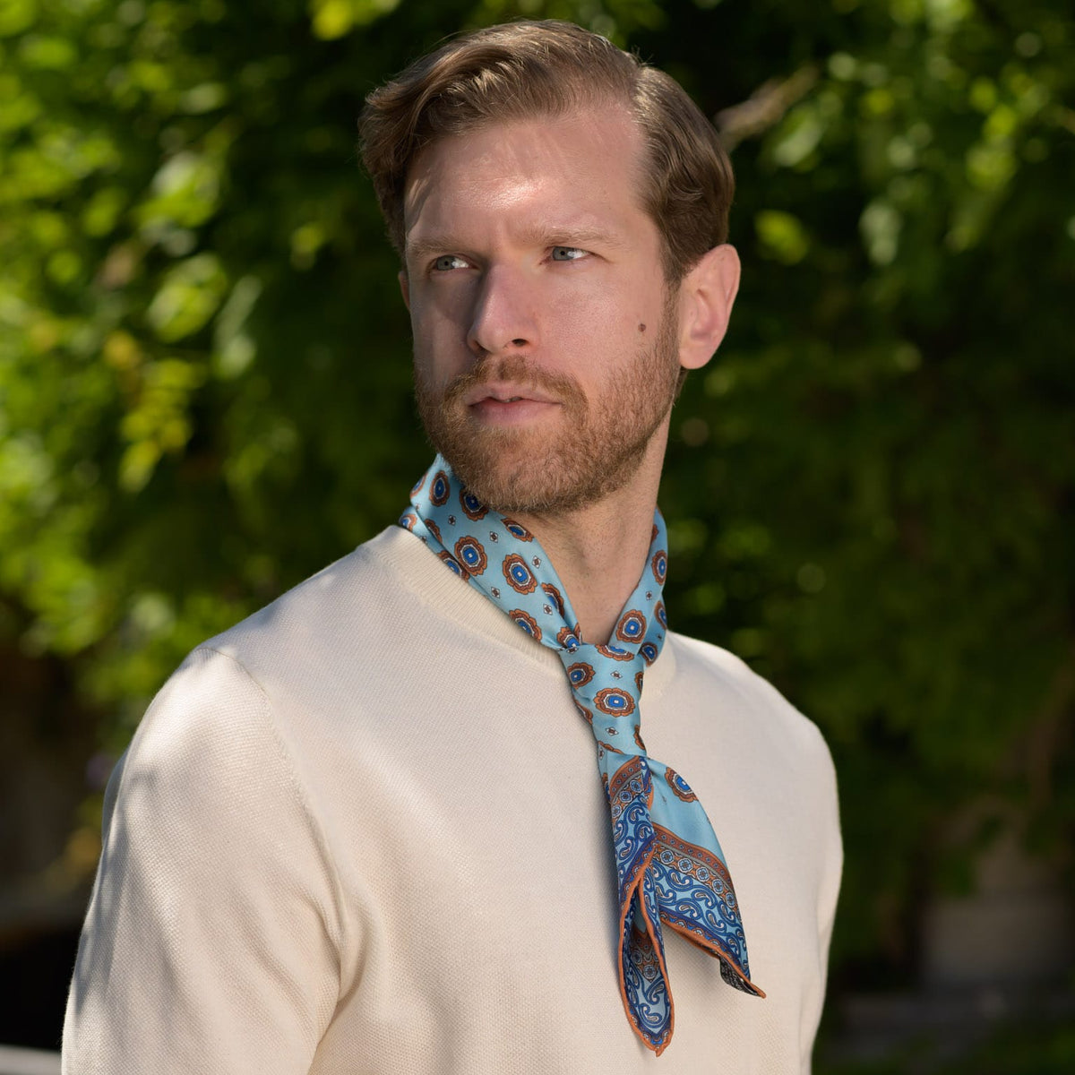 Blue Silk Neckerchief - Made in Italy