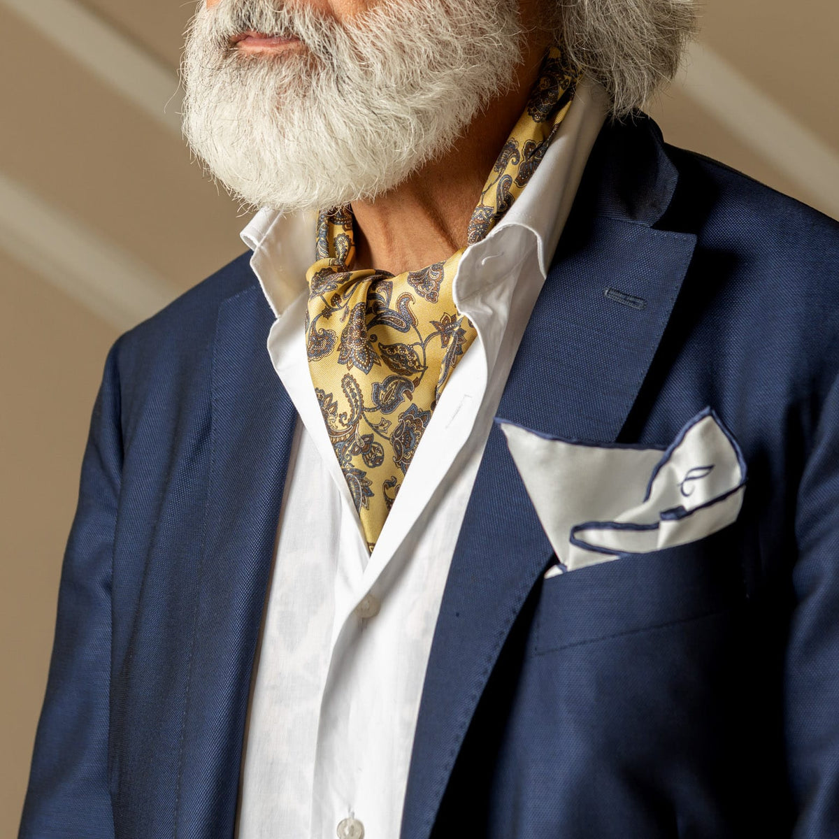 Yellow Paisley Italian Silk Ascot Tie