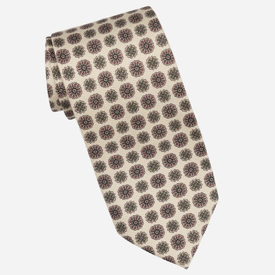 Handmade Cream Madder Silk Italian Tie