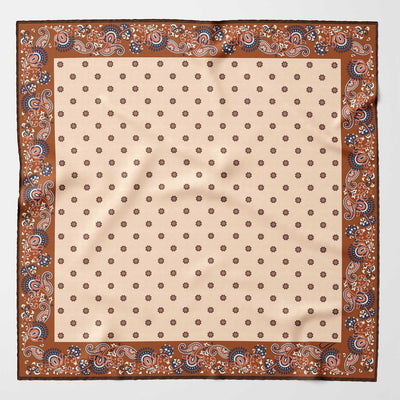 Beige and Bronze Silk Pocket Square