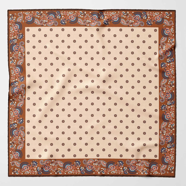 Beige and Bronze Silk Pocket Square