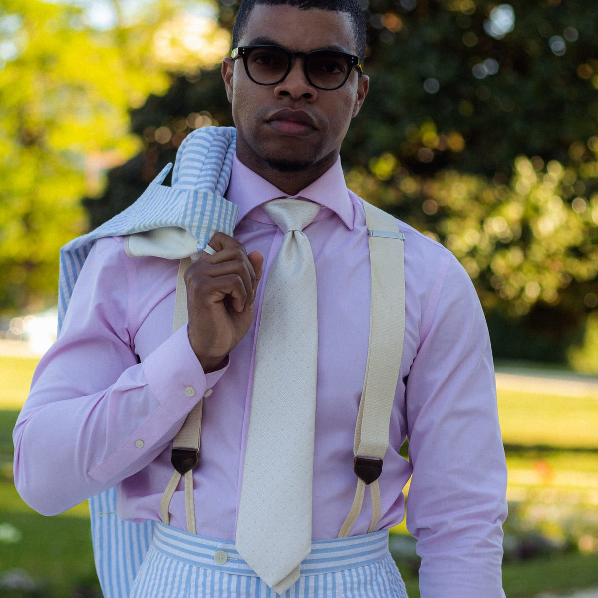 White & Gold Italian Designer Silk Tie