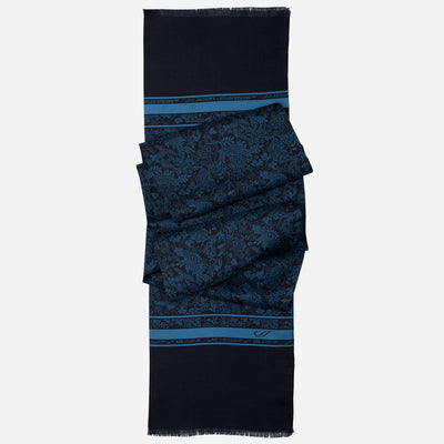 Italian Designer Dark Blue Silk Scarf