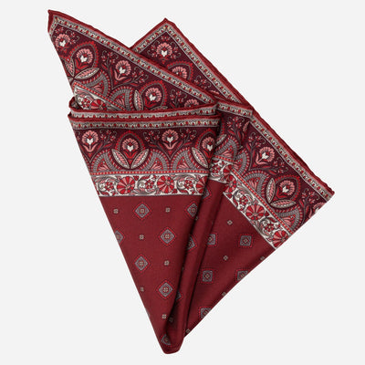 Italian Dark Red Silk Pocket Square