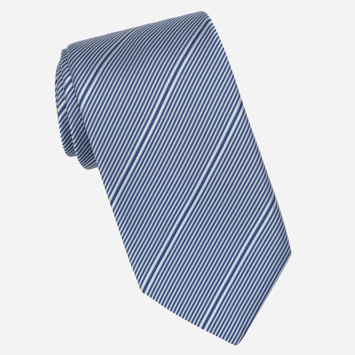 Blue Pinstripe Italian Designer Silk Tie