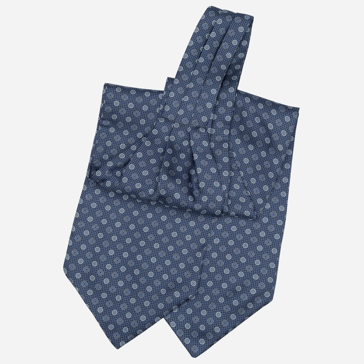 Blue Italian Designer Silk Ascot Tie