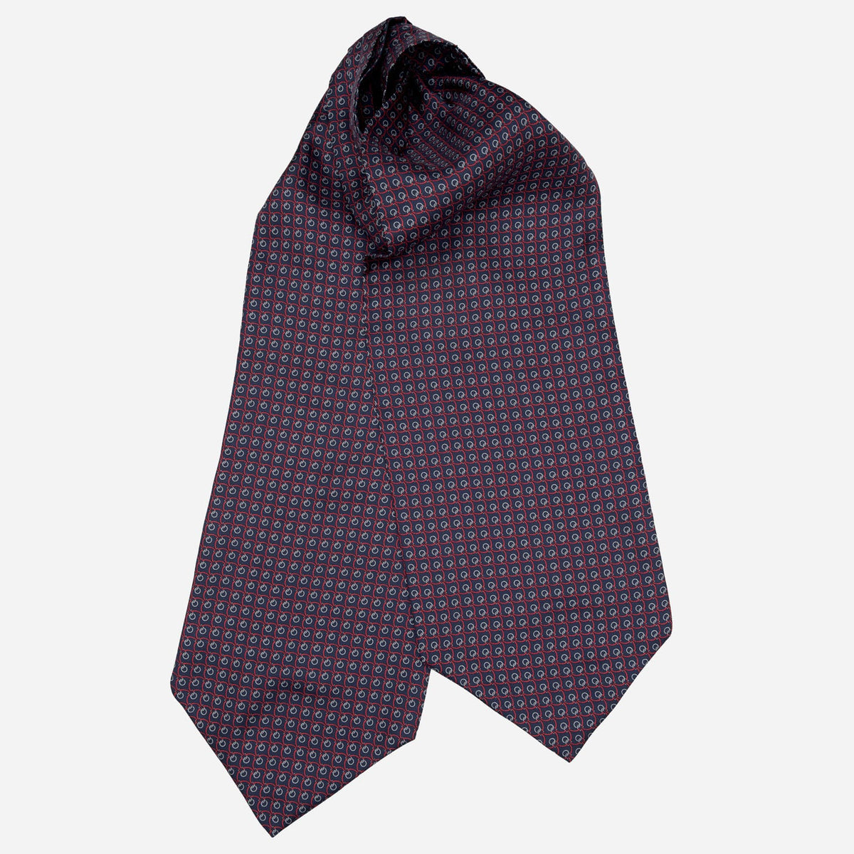 Burgundy and Navy Italian Silk Ascot Tie