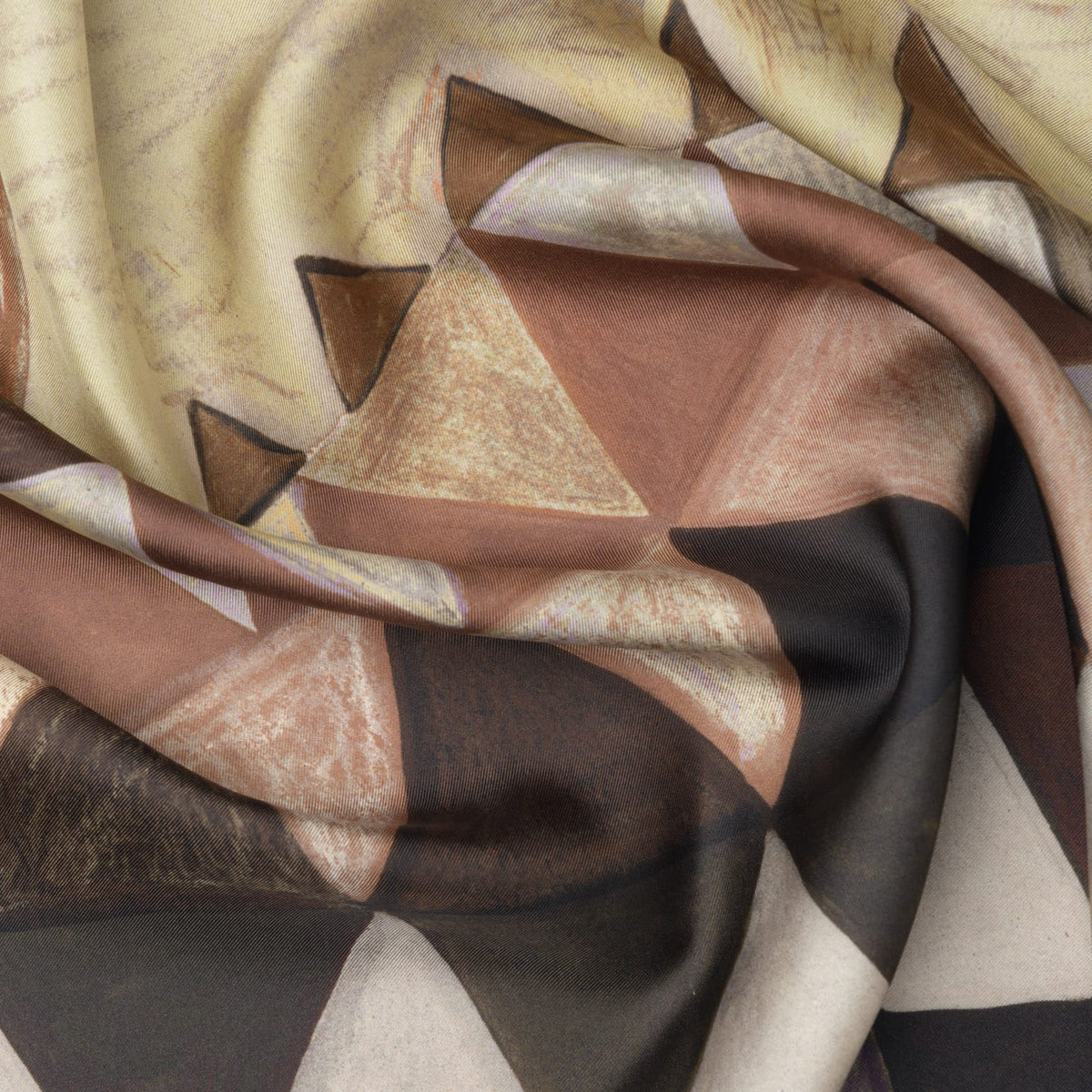 Brown Italian Designer Silk Scarf