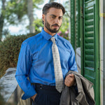 Grey Plaid Italian Silk Tie for Men