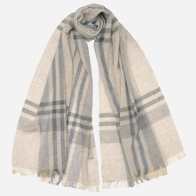 Beige Plaid 100% Italian Cashmere Scarf