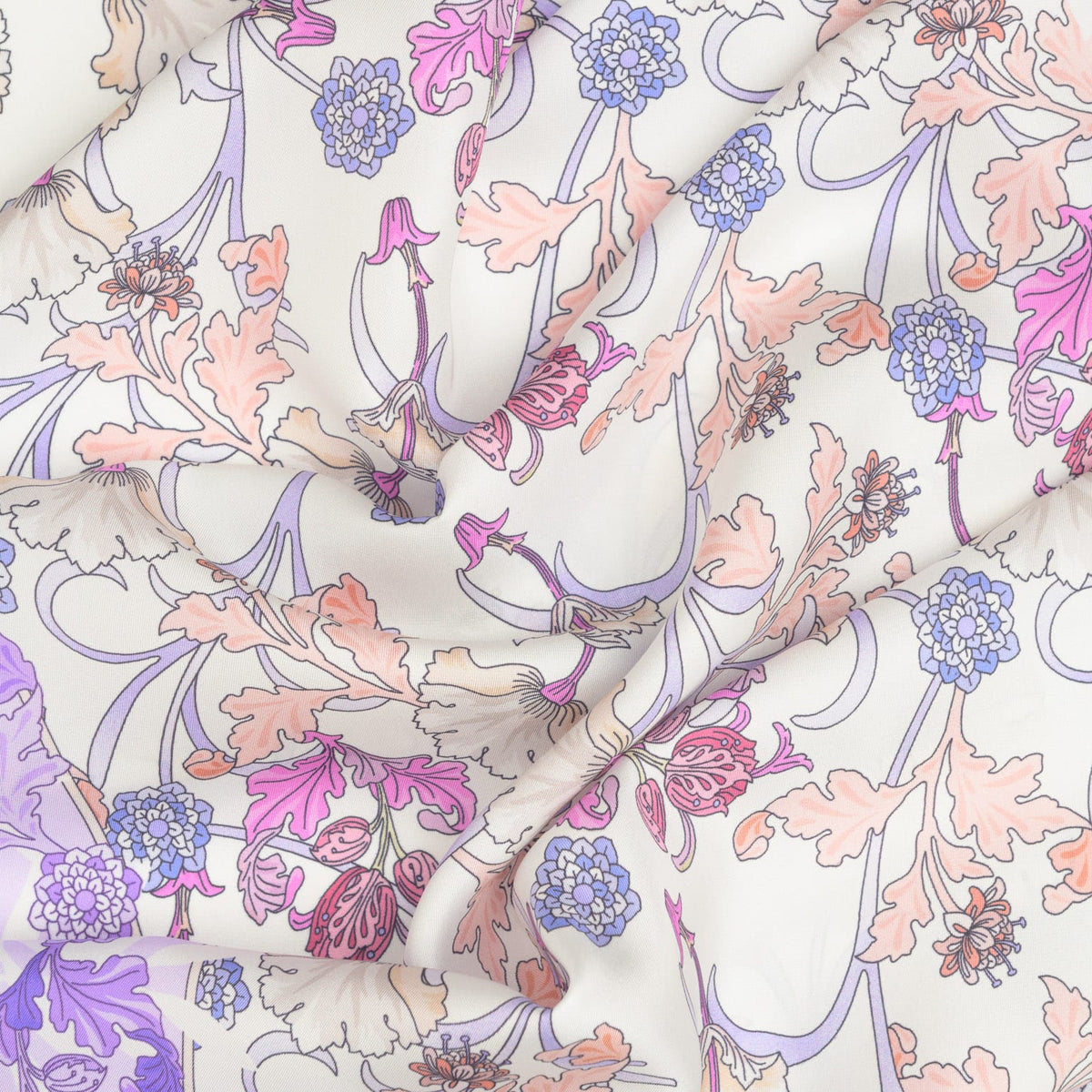 Women's Lavender Floral Italian Silk Scarf