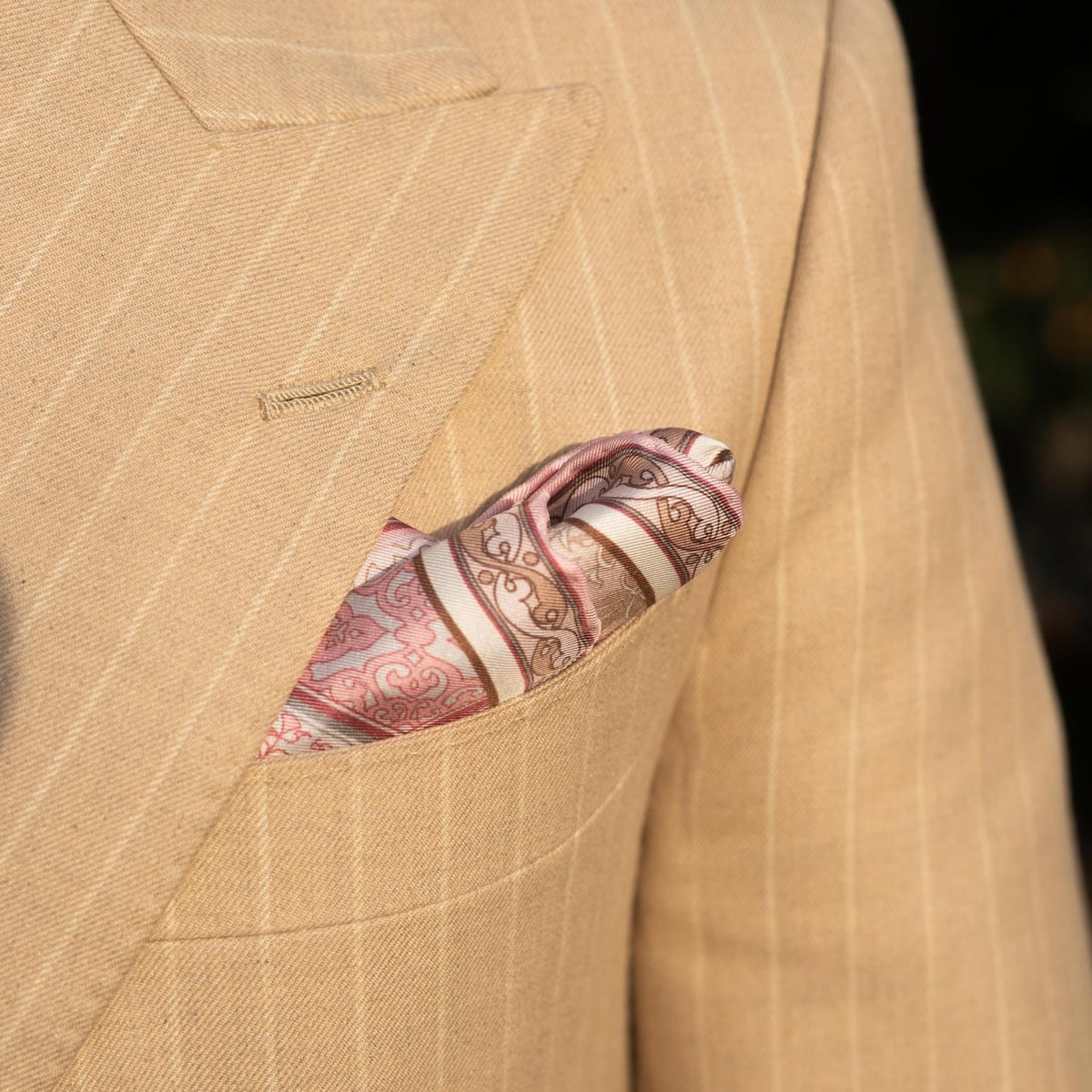 Luxury Italian Pink Silk Pocket Square