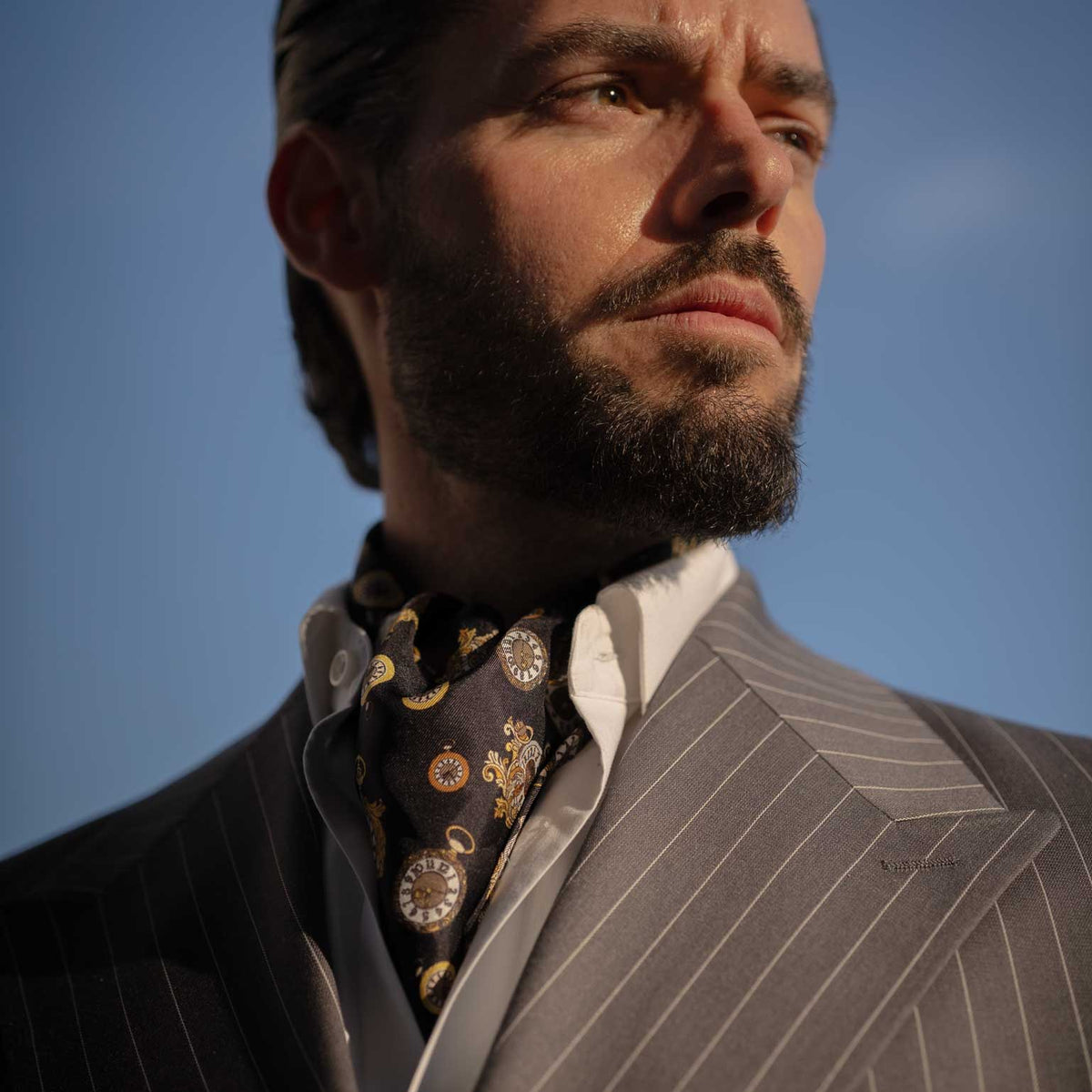handmade silk ascot tie made in Italy