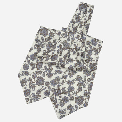 Ivory Paisley Italian Silk Ascot Tie