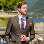 Italian Designer Red and Navy Silk Tie