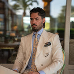 Handmade Italian Silk Tie Yellow Floral