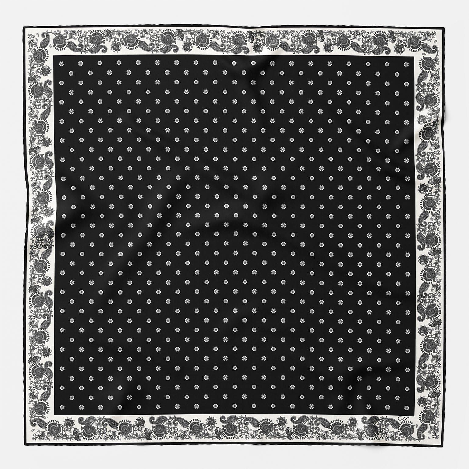 Black designer Italian silk neckerchief