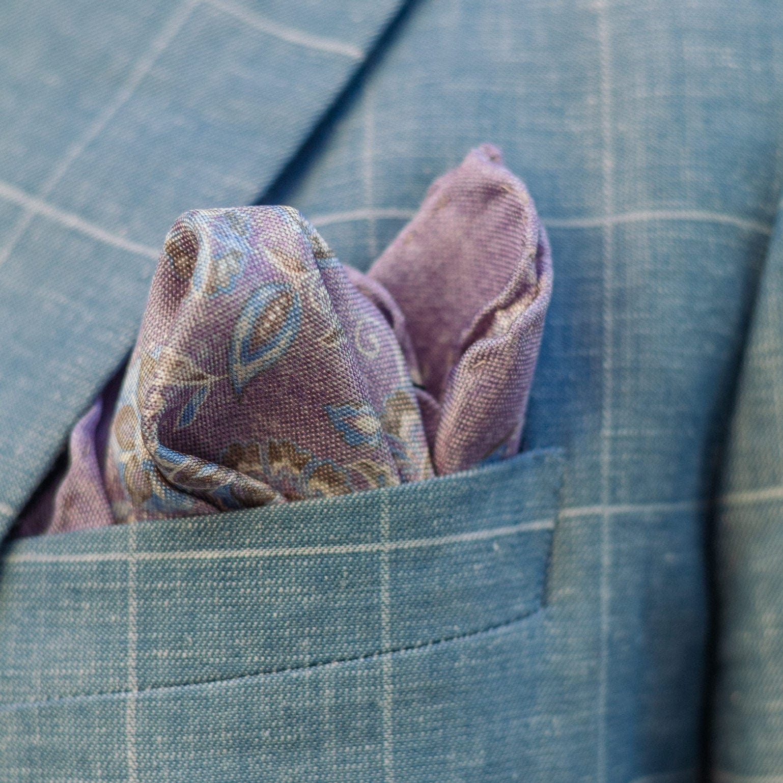 Double Sided Silk Pocket Square Lavender