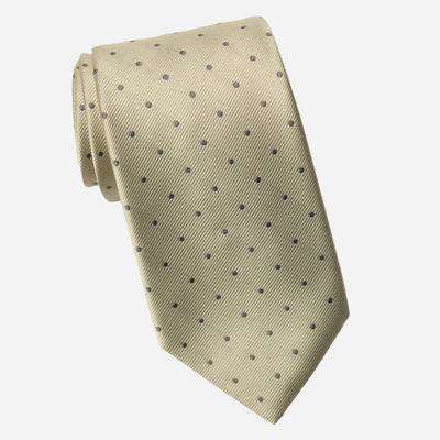 Ecru Lime Italian Silk Tie - Polka Dots