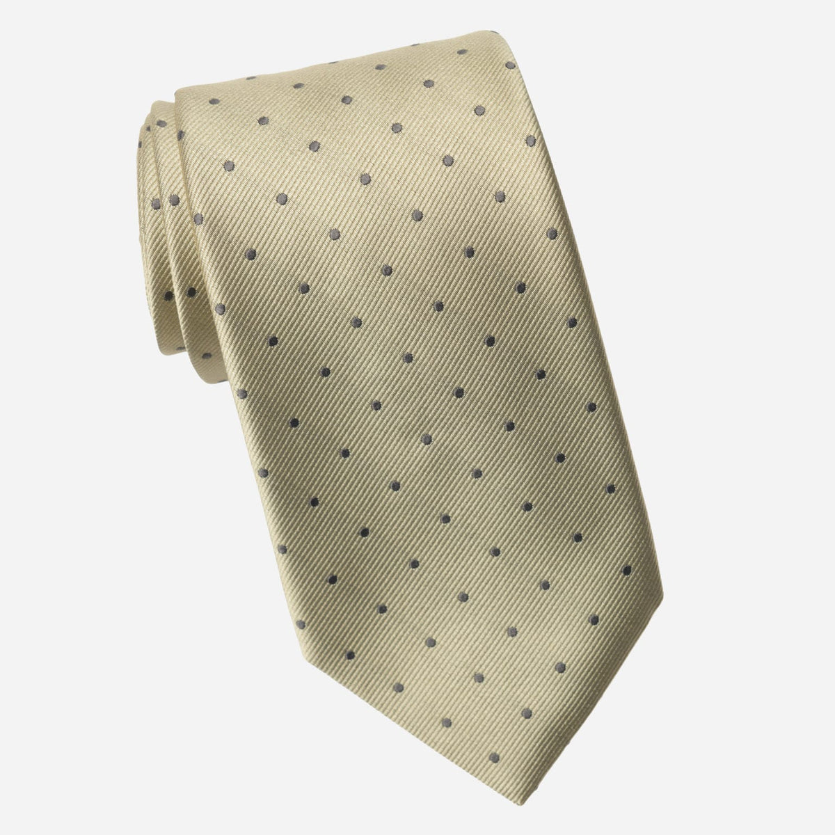 Ecru Lime Italian Silk Tie - Polka Dots
