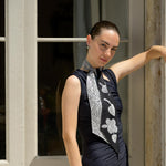 Italian Designer Black Skinny Silk Scarf