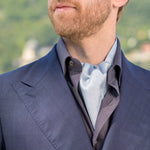 Italian Pale Blue Silk Woven Ascot Tie