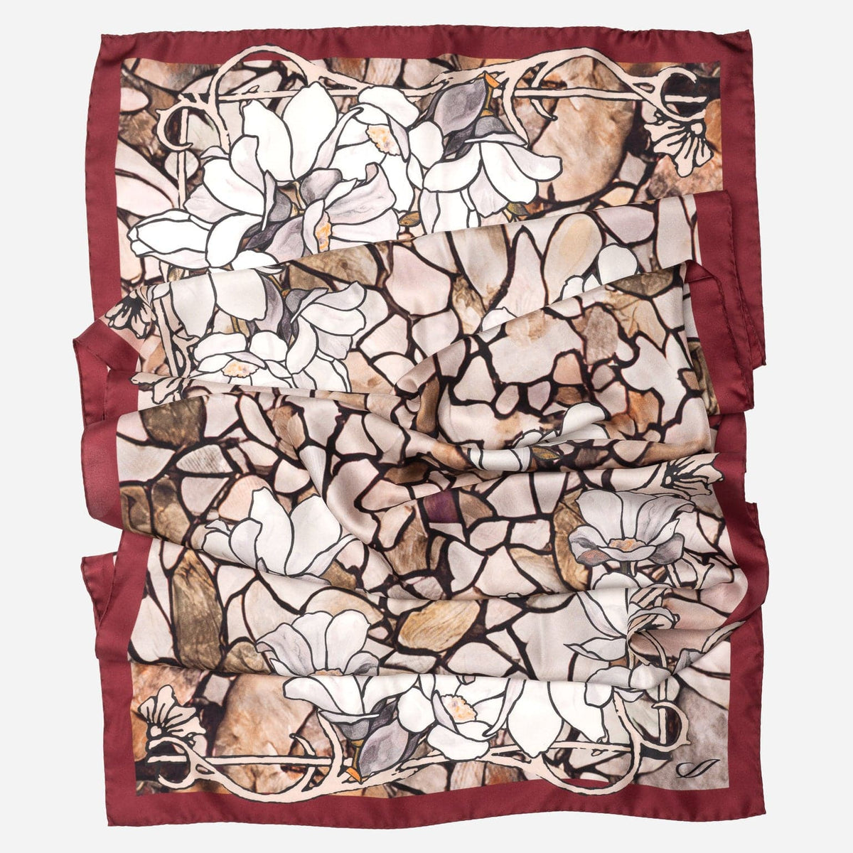Womens Long Silk Scarf Oak Brown
