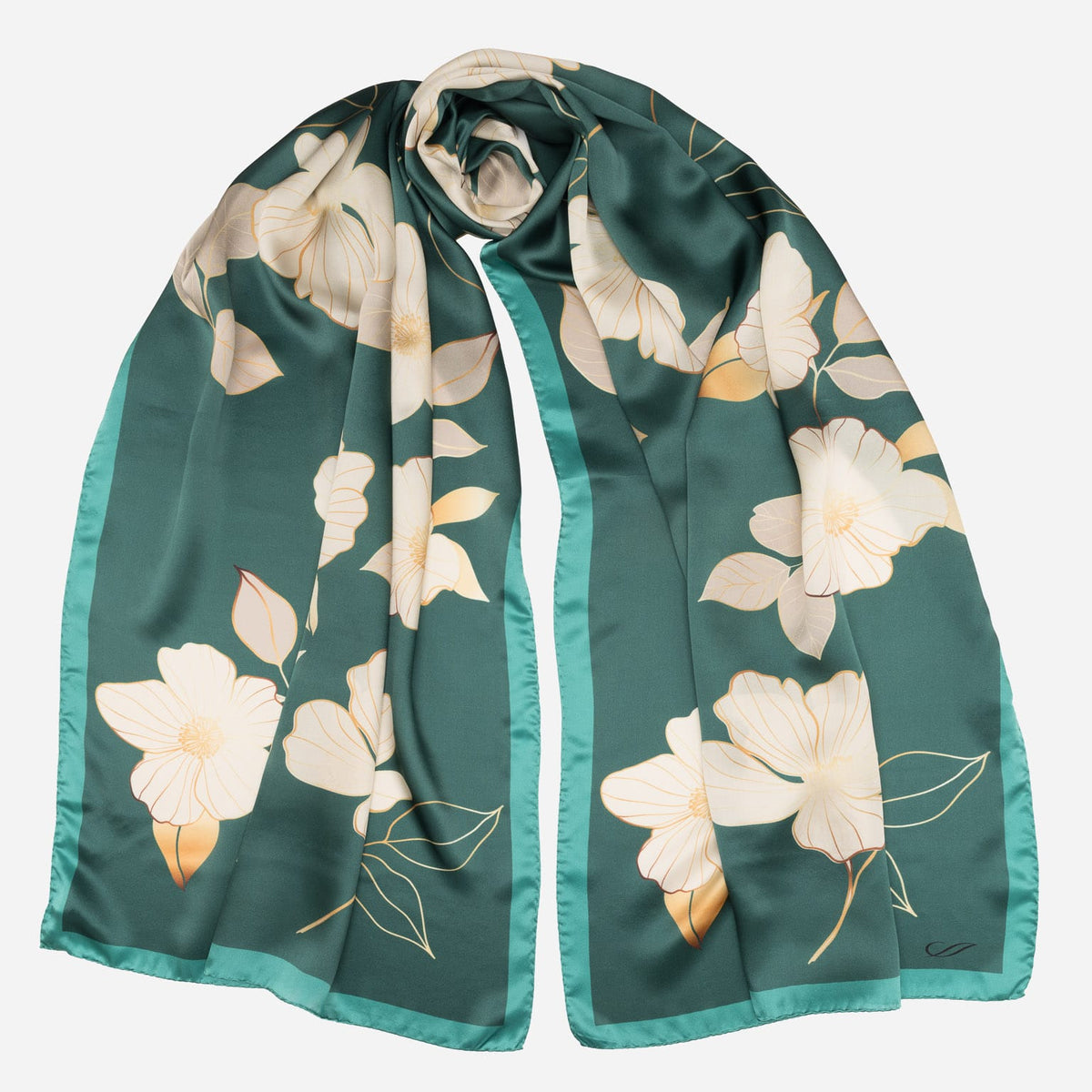 Italian Silk Satin Evening Shawl - Green
