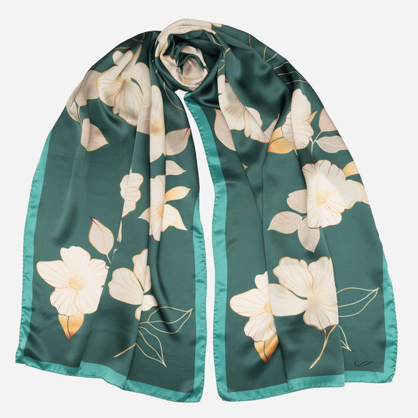 Italian Silk Satin Evening Shawl - Green